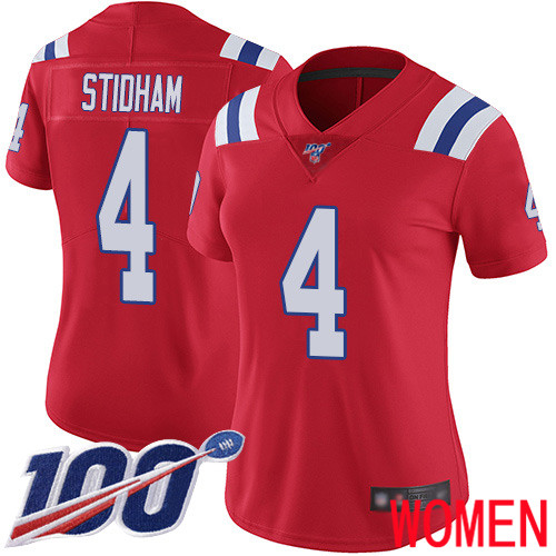 New England Patriots Limited Red Women 4 Jarrett Stidham Alternate NFL Jersey 100th Season